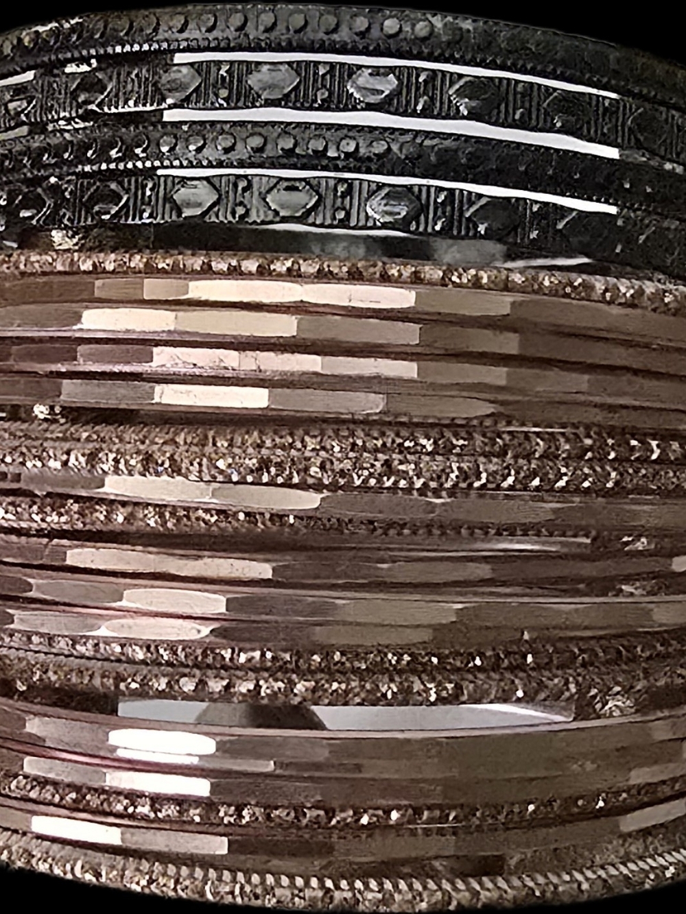 Rose Gold and Black Layered Bangle Bracelets - Women's Jewelry